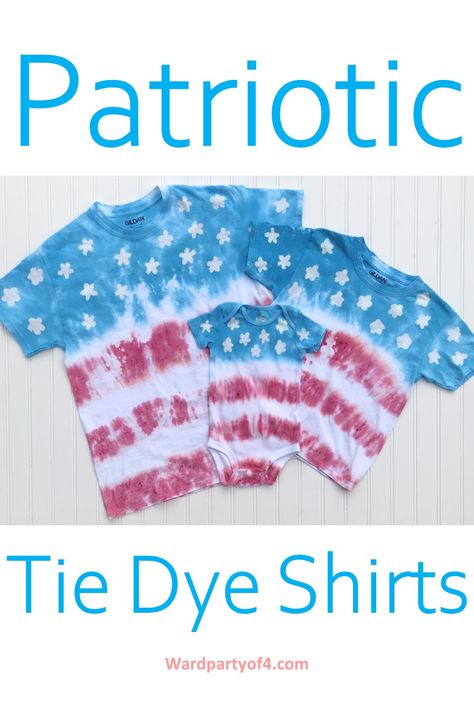 Diy Fourth Of July Shirt, Patriotic Tie Dye Shirts, Diy 4th Of July Crafts, July Crafts For Kids, Patriotic Tie Dye, 4th Of July Crafts, Tie Dye Shirts Patterns, Ty Dye, Tye Dye Patterns