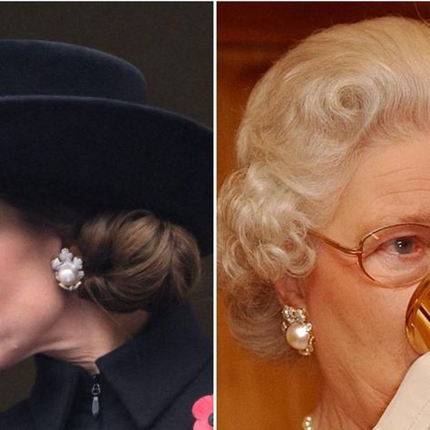 Claire✨ on Instagram: "The Princess of Wales wore the earrings which belonged to the late Queen Elizabeth’s collection✨ She wore the earrings once publicly for the Commonwealth Heads of Government Dinner in Nigeria on December 5, 2003. The earrings appear to be part of the same suite that includes the late monarch’s Diamond and Pearl Leaf Brooch. #jewels #princessofwales" Queen Elizabeth Earrings, Royal Jewellery, Leaf Brooch, Royal Jewelry, Commonwealth, Princess Of Wales, The Princess, Queen Elizabeth, Royal Family