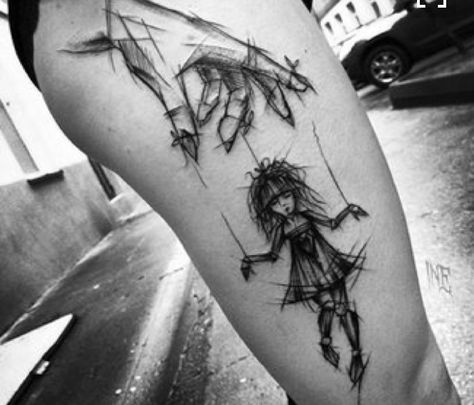 Marionette?! Marionette Tattoo, Sketch Style Tattoos, Tattoo Trend, Tattoo Zeichnungen, Geniale Tattoos, Tatuaje A Color, Home Tattoo, Skin Art, Piercing Tattoo