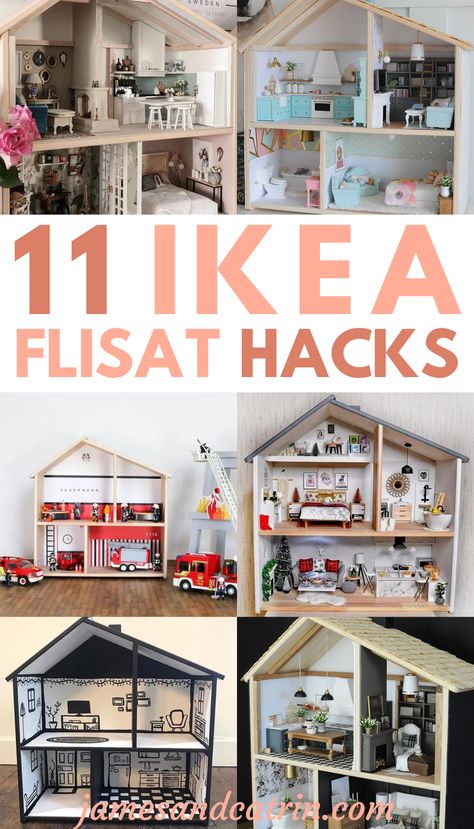 Ikea Billy Bookcase Dollhouse, Kallax Dollhouse Hack, Ikea Playhouse Hack, Dollhouse Ikea Hack, Ikea House Shelf, Ikea Barbie House, Bookshelf Into Dollhouse, Ikea Hack Dollhouse, Ikea Doll House Hack