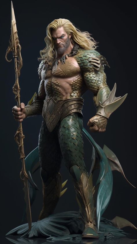 Poseidon Concept Art, Ocean Armor, Poseidon Costume, Ocean God, Merman Costume, Sea Creature Costume, Character Redesign, Aquaman Dc Comics, Recycled Costumes