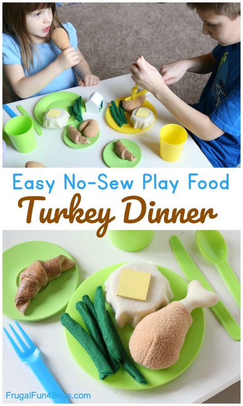 Play Food Diy, Diy Felt Food, Diy Play Food, Pretend Play Ideas, Kids Play Food, Preschool Dramatic Play, Food Turkey, Felt Food Patterns, Felt Food Diy