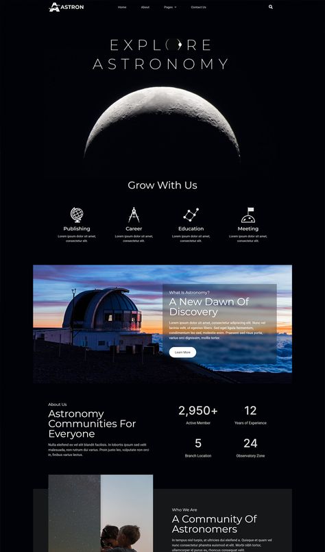 Astronomy Elementor Template Kit Astronomy Website Design, Space Website Design, Webpage Design Layout, Space Website, Health Fitness Quotes, Design Sites, Ecommerce Website Template, Ui Design Website, Business Website Design