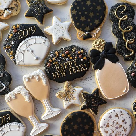 New Years Eve Cookies, Nye Cookies, New Years Eve Dessert, New Year's Desserts, New Years Cookies, Cookies Ideas, New Year's Cake, Cocoa Cookies, Cookie Time