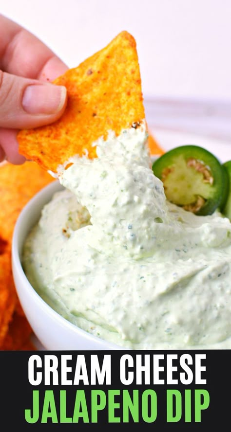 Cream Cheese Jalapeno Dip - Put your next party over the top with this delicious Cream Cheese Jalapeno Dip! It's the perfect combination of spicy and creamy, and it only takes minutes to whip up. Check out our recipe for the ultimate party snack! #JalapenoDip #CreamCheese #PartySnack Taquitos Jalapeno Cream Cheese, Quick Dips With Cream Cheese, Cream Cheese And Jalapeno Dip, Candied Jalepeno Dip Cream Cheeses, Jalapeno Chip Dip, Jalapeno Cream Cheese Dip Cold, Spicy Jalapeno Dip, Jalapeño Cream Cheese Sauce, Cream Cheese Hot Dip