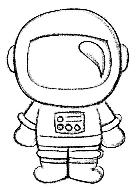 How To Draw Astronaut Easy, Easy Astronaut Painting, Astronaut Suit Drawing, Easy Astronaut Drawing, Cute Astronaut Drawing, Squirrel Scouts, Planet Drawings, Astronaut Sketch, Drawing Astronaut