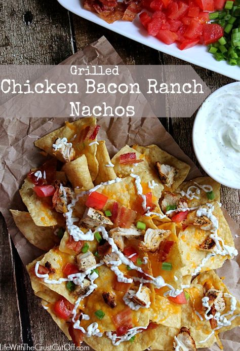 Grilled Chicken Bacon Ranch Nachos - Life With The Crust Cut Off Chili's Monterey Chicken Recipe, Bacon Nachos, Nacho Toppings, Perfect Bacon, Bacon Fried Cabbage, Chicken Bacon Ranch Pasta, Chicken Crispy, Bacon Appetizers, Bad Time