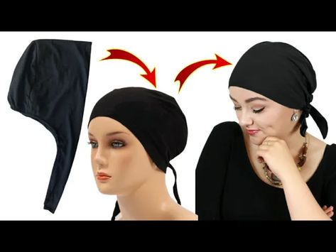 Under Hijab Cap Tutorial, Hijab Inner Cap Pattern, Hijab Inner Cap Tutorial, How To Make Hijab Caps, Inner Cap For Hijab, Hijab Topi, Hoody Style, Hijab Inner, Hijab Turban Style