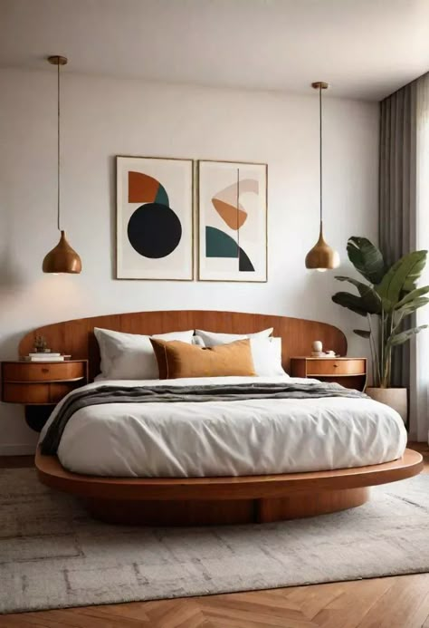 41 Mid Century Modern Bedrooms: Retro Chic for Timeless Elegance 1 Mid Century Modern Bedroom Design Ideas, Industrial Chic Bedroom, Mid Century Bedroom Ideas, Midcentury Modern Bedroom, Mid Century Modern Bedroom Design, Terracotta Bedroom, Mcm Bedroom, Geometric Bedroom, Mid Century Bed