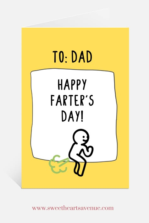 Printable To Dads Card: Happy Farter's Day Free Download Good Fathers Day Card Ideas, Cute Fathers Day Cards From Daughter, Father Days Cards Ideas, Cute Father’s Day Cards, Father Day Cards Homemade, Father Day Diy Gifts, Card Ideas For Father's Day, Father’s Day Diy Card, Father Days Cards