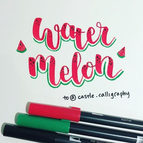 Watermelon Journal, Black Watermelon, Alfabet Font, Brush Lettering Quotes, Calligraphy Doodles, Text Form, Lettering Drawing, Journal Fonts, Word Form