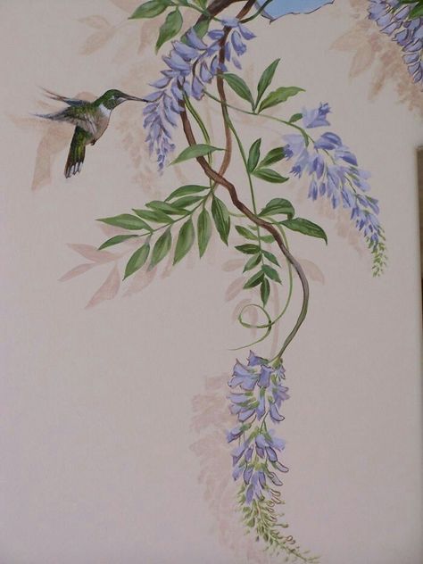 Wisteria Tattoo, Flower Wall Painting, How To Start Painting, Vine Drawing, Garden Mural, Wall Art Diy Paint, Painting Walls, Start Painting, Wall Painting Decor