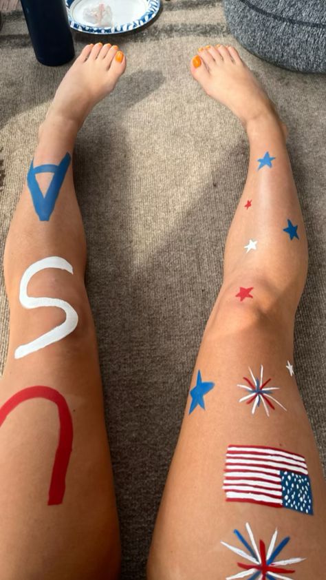 Fun leg art! Leg Painting, Face Paint, 4th Of July, Doodles, Paint