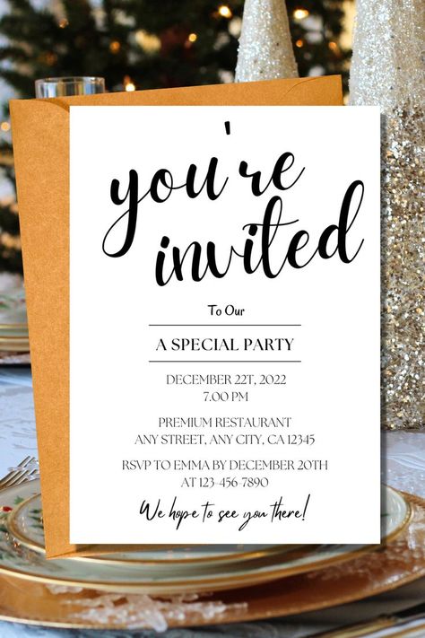 Stylish and Customizable Special Party Invitation Template with Trendy Designs Invitation Layout, Anniversary Invitations, Research Projects, Event Inspiration, Party Invite Template, Lets Celebrate, Celebration Party, Editable Invitations, Invitation Design