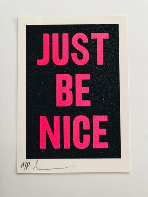 Dave Buonaguidi, better known as Real Hackney Dave, has produced an exclusive art supplement for Big Issue magazine, with brand new works by him and fellow artists which will be exhibited and sold to raise money for Big Issue Group (BIG). The pieces showcased in The Big Issue art special are all created around the concept ‘JUST BE NICE’, on why he chose this subject, Real Hackney Dave explained: “It’s just 10 letters. Just three words. but it’s a very […] Dave Buonaguidi, Issue Magazine, Positive Mantras, New Works, Create Words, Three Words, Raise Money, Be Nice, Magazine Art