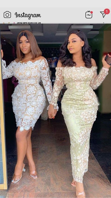 Nigerian Lace Dress, Nigerian Dress Styles, Aso Ebi Dresses, Nigerian Lace Styles Dress, Nigerian Lace Styles, African Lace Styles, Short African Dresses, Lace Gown Styles, Lace Dress Styles