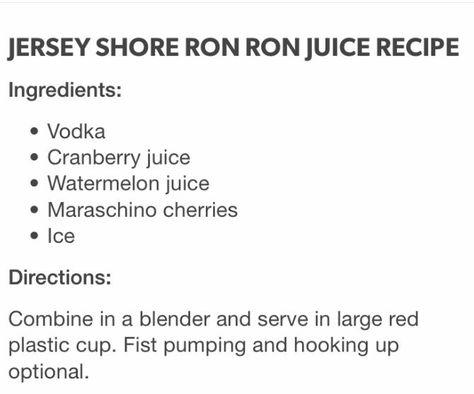 Ron Ron Juice, Cranberry Juice And Vodka, Ron Ron, Girly Drinks, 21st Bday Ideas, Jersey Party, 21st Party, Bachelorette Party Planning, Mixed Drinks Recipes