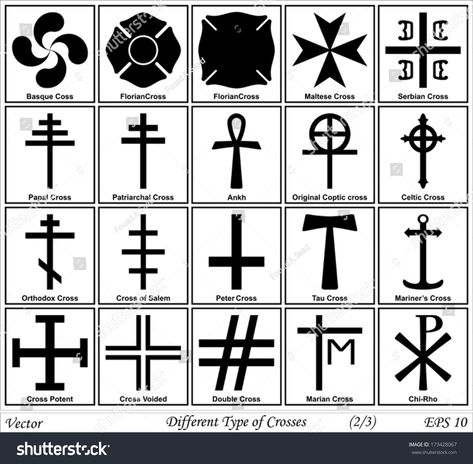 Types Of Crosses, Catholic Symbols, Tattoos Aesthetic, Cross Vector, Symbols And Meanings, Christian Cross, Ancient Symbols, Cross Designs, Glyphs