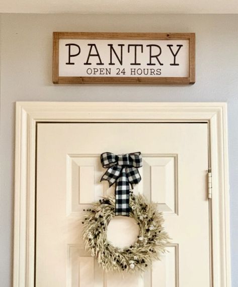 Pantry Door Decorating Ideas, Pantry Signs On Door, Kitchen Door Decor Ideas, Pantry Door Sign Ideas, Pantry Signs Farmhouse, Pantry Wall Decor Ideas, Pantry Door Decor Ideas, Pantry Door Sign, Above Pantry Door Decor