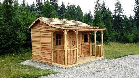 Shed To Tiny House Conversion, Garden Shed Kits, Backyard Guest Houses, Plywood Floor, Wood Storage Sheds, Cool Fire Pits, Shed To Tiny House, Red Cedar Wood, Shed Kits