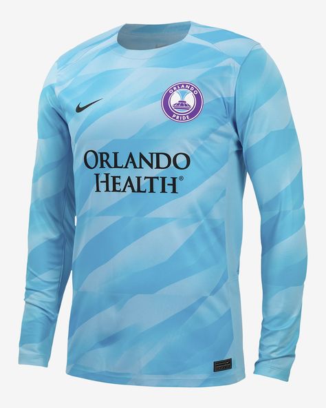 Suit up like your favorite keeper in this Orlando Pride Goalkeeper jersey. The replica design is modeled after what your team wears on the field. Shown: Blue Chill/Baltic Blue Style: P35452J577-ORL Orlando Health, Goalkeeper Jersey, Orlando Pride, Blue Chill, Team Wear, Suit Up, Blue Style, Jersey Design, The Field