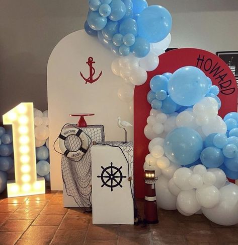 Christening Backdrop, Nautical Birthday Cakes, Animal Baby Shower Favors, Sailing Party, Sailor Baby Showers, Sailor Birthday, Sailor Party, Jungle Theme Birthday Party, Nautical Birthday Party