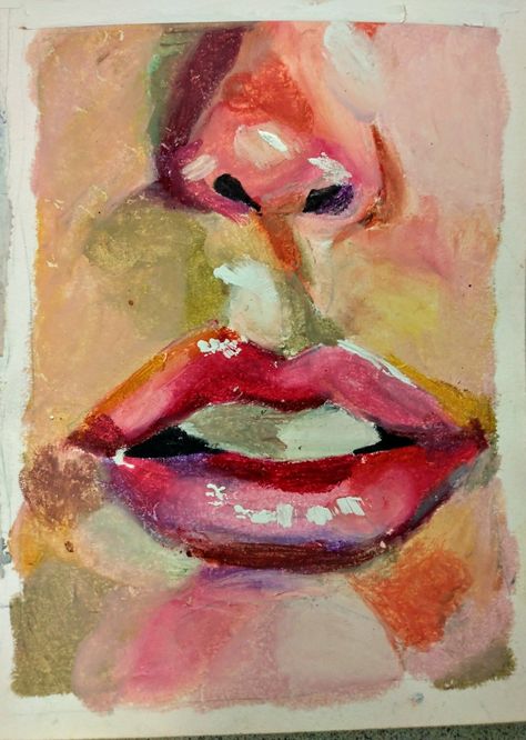 Been trying out oil pastels for the last couple of weeks Oil Pastel Art Reference, Lips Oil Pastel, Oil Pastel Face, Pastel Lips, Oil Pastel Art, Oil Pastels, Drawing Inspo, Ap Art, Pastel Art