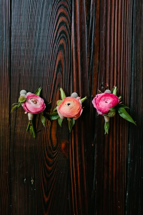 Hot Pink Bridal Bouquet, Flowers Vision Board, Ranunculus Boutonniere, Winery Wedding Photos, Brooklyn Winery, Prom Flowers, Pittsburgh Weddings, Eco Friendly Wedding, Pink Wedding Flowers