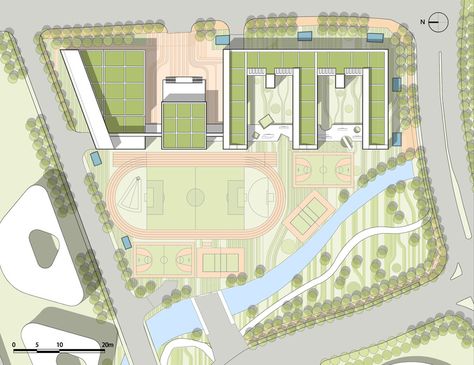 Shenzhen Haixi Primary School / AUBE CONCEPTION | ArchDaily Primary School Architecture Concept, School Landscape Design, School Site Plan, Primary School Design, School Building Plans, School Landscape, School Floor Plan, School Floor, Design Diagram