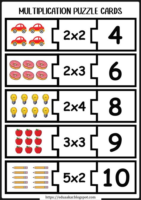 Multiplication 3, Multiplication Puzzles, Free Multiplication Worksheets, Multiplication Cards, Math Multiplication Worksheets, Multiplication Flashcards, Puzzle Cards, Beginning Sounds Worksheets, Learning Multiplication