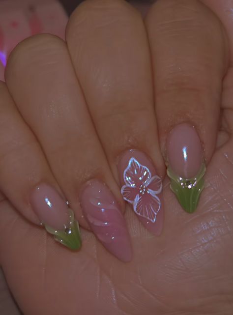 Tinker Bell Nails Designs, Tinkerbell Nails Designs, Tinker Bell Nails, Fairy Garden Nails, Tinkerbell Nails, Nail Ring, Tinker Bell, Acrylic Nail Designs, Pretty Nails