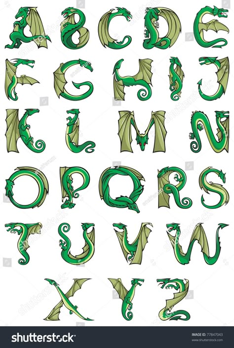 Dragon Alphabet, Alfabet Font, Inspiration Typographie, Alphabet Graffiti, Dragon Designs, Typography Alphabet, Art Appliqué, Graffiti Alphabet, Hand Lettering Alphabet