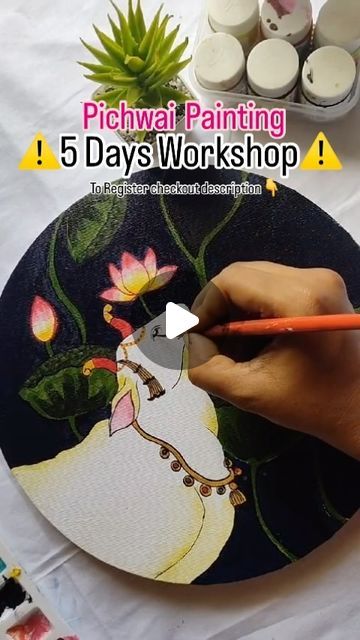 Rajeshwari Subhramaniyan on Instagram: "Interested in More Pichwai painting ? 

“Develop your painting skills with our 5-day Pichwai on canvas course. Learn layering, shading, and detailing techniques to create a beautiful, intricate circular artwork.”

- Duration: 5 days
- Medium:  Round Canvas 10 x 10
- Art form: Pichwai Cow painting
- Format: Pre recorded Classes with one live session
- Level: All levels

* As per required kit will be delivered at you doorstep( Extra charges applicable)

Course fee : Rs. 1500/-

To Register whatsApp: 6380602658

#handembroidery #handpainting #pichwai #pichwaipainting #pichwaiart #paintingoftheday #paintingart #onlineworkshop #workshop #onlineclasses #onlinepaintingcourse" Pichwai Prints, Pichwai Clothes, Pichwai Painting, Pichwai On Fabric, Pichwai Art, Pichwai Art Paintings, Pichwai Cow, Pichwai Paintings Cows, Cow And Lotus Pichwai