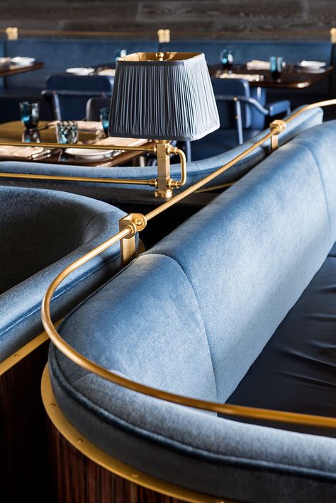 <p class="p1">Banquettes reminiscent of mid-century modern are clad in mohair velvet and leather upholstery. Photography by Emily Andrews.</p> Booth Seating Design, Banquette Seating Restaurant, Restaurant Seating Design, Restaurant Booth Seating, Restaurant Booth, Restaurant Seating, Booth Seating, Interior Vintage, Banquette Seating