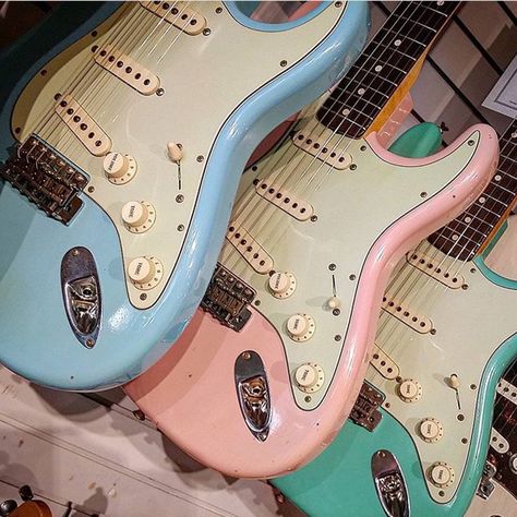 Electric Guitars, Music, Pink, Blue