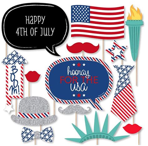 Patriotic items made in USA: Big Dot of Happiness patriotic part supplies #usalovelisted #party #fourthofjuly #patriotic 4th Of July Photo Booth, Independence Day Photos, Diy Photo Booth Props, 4th Of July Photos, American Theme, Diy Photo Booth, Christmas Central, 4th Of July Decorations, Glitter Print