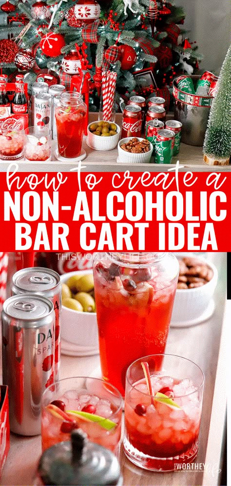 Stocking A Bar, Holiday Mocktail, Mocktail Bar, Christmas Mocktails, Virgin Drinks, Mocktail Drinks, Kid Friendly Drinks, Alcohol Free Drinks, Drink Recipes Nonalcoholic