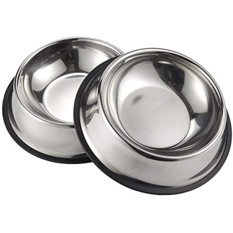 Stainless Steel Dog Bowl - Set of 2 Pet Food and Water Dish, 10 Inches Diameter *** Want additional info? Click on the image. (This is an affiliate link) #DogFeedingWateringSupplies Puppy Food Bowl, Stainless Steel Dog Bowls, Kitten Food, Dog Food Bowls, Stainless Steel Bowls, Puppy Food, Dog Bowl, Water Bowl, Dog Feeding