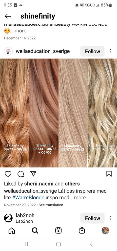 Strawberry Blonde Hair Wella Formula, Champagne Blonde Hair Wella, Champagne Blonde Hair Color Formula, Honey Blonde Hair Toner Formula, Ginger Toner On Blonde Hair, Rose Gold Hair Formula Wella, Honey Blonde Wella Formula, Strawberry Blonde Hair Toner, Strawberry Blond Formulas