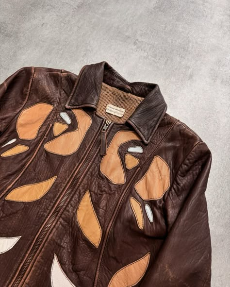 SS2003 Emporio Armani Patches Leather Jacket Available in-store Leather Patch Jacket, Patchwork Leather Jacket, Leather Jacket Patches, Patch Jacket, Patches Jacket, Vintage Leather Jacket, Leather Patches, Vintage Leather, Emporio Armani