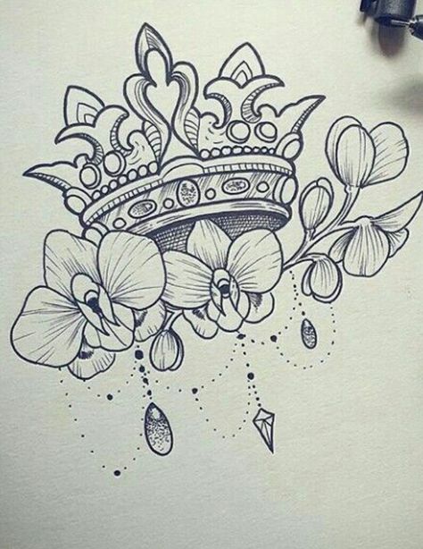 Citate Harry Potter, Crown Drawing, Crown Tattoo Design, Queen Tattoo, Tattoo Zeichnungen, Muster Tattoos, Mother Tattoos, Geniale Tattoos, Crown Tattoo