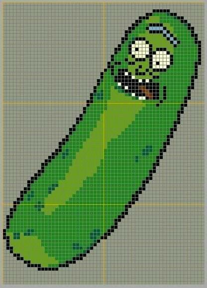 Image Pixel Art, Pickle Rick, Graph Patterns, Graph Crochet, 8bit Art, Rave Makeup, Rick Y Morty, Pixel Art Grid, Handmade Stuff