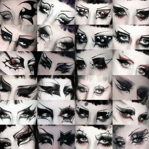 Cybergoth Makeup, Makeup Edgy, Gothic Eye Makeup, Maquillage Goth, Trad Goth Makeup, Goth Eye Makeup, Eyeliner Ideas, Gothic Outfit, Punk Makeup