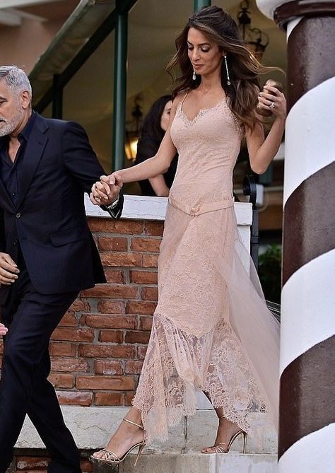 Amal Clooney Wedding Dress, Amal Clooney Wedding, Blush Lingerie, Blush Lace Dress, Paris Chic, Jasmine Tookes, Amal Clooney, Celebrity Sightings, Sofia Richie