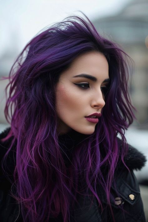 Purple Hair Color Ideas, Purple Hair Color, Rambut Brunette, Hair Color Underneath, Cute Hair Colors, Violet Hair, Men Hair Color, Long Hair Color, Latest Hair