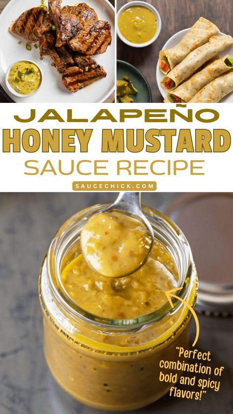 Jalapeño Honey Mustard Sauce Honey Jalapeño Butter, Honey Mustard Dressing Recipe, Jalapeño Honey, Mustard Dressing Recipe, Honey Mustard Sauce Recipe, Mustard Sauce Recipe, Honey Mustard Recipes, Homemade Hot Sauce, Jalapeno Sauce