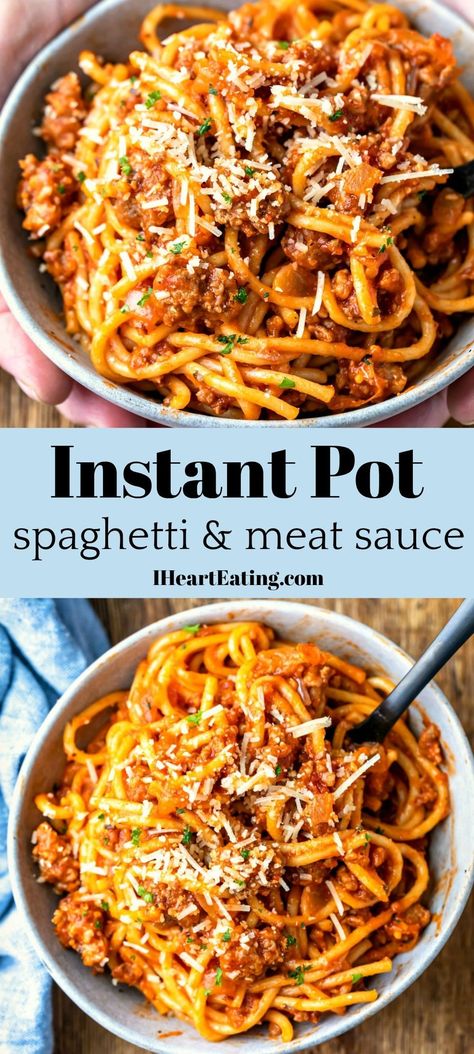 Spagetti And Meat Sauce, Spaghetti And Meat Sauce, Pressure Cooker Spaghetti, Instant Pot Spaghetti Recipe, Meat Sauce Recipe, Instant Pot Spaghetti, Instant Pot Pasta Recipe, Meat Sauce Recipes, Spaghetti Dinner