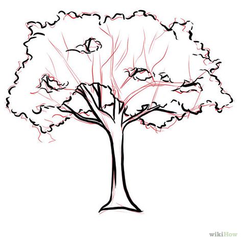 realistic%20apple%20tree%20drawing Cherry Ideas, Drawing Cherry, Trees Drawing Tutorial, Blossom Drawing, Tree Drawing Simple, Tree Outline, Easy Drawing Steps, Simple Tree, Tree Sketches