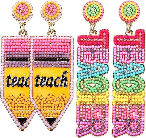 Pencil Earrings, Student Birthday Gifts, Teacher Jewelry, Teacher Earrings, Teacher Appreciation Gifts Diy, Student Birthdays, Teacher Birthday Gifts, Paper Daisy, Teacher Birthday