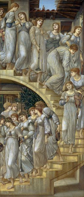 The Golden Stairs, 1880. Sir Edward Coley Burne-Jones. Tate custom print. Pre Raphaelite Paintings, Burne Jones, Pre Raphaelite Brotherhood, Pre Raphaelite Art, Edward Burne Jones, Dante Gabriel Rossetti, John Everett Millais, Galleria D'arte, John William Waterhouse